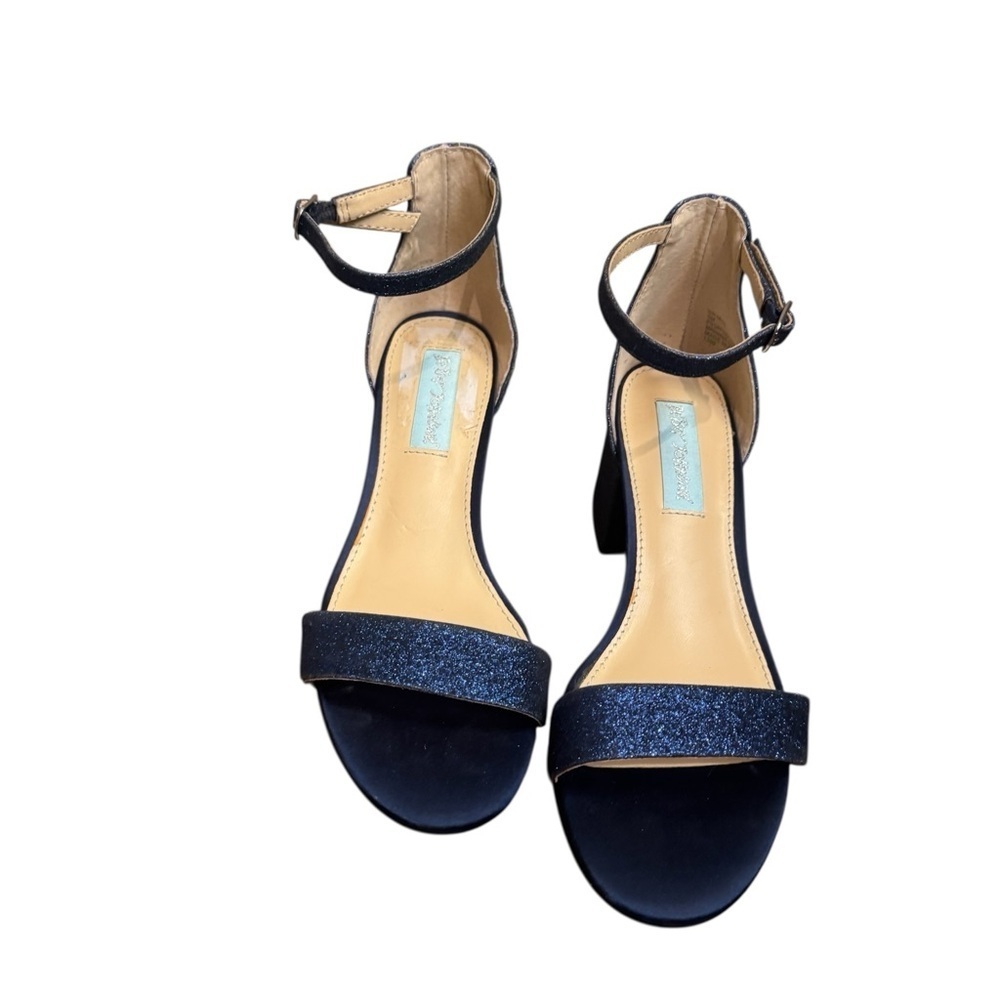 BETSEY JOHNSON Rhinestone Crystal Heels Sandals Blue Women's SZ 5 EUC